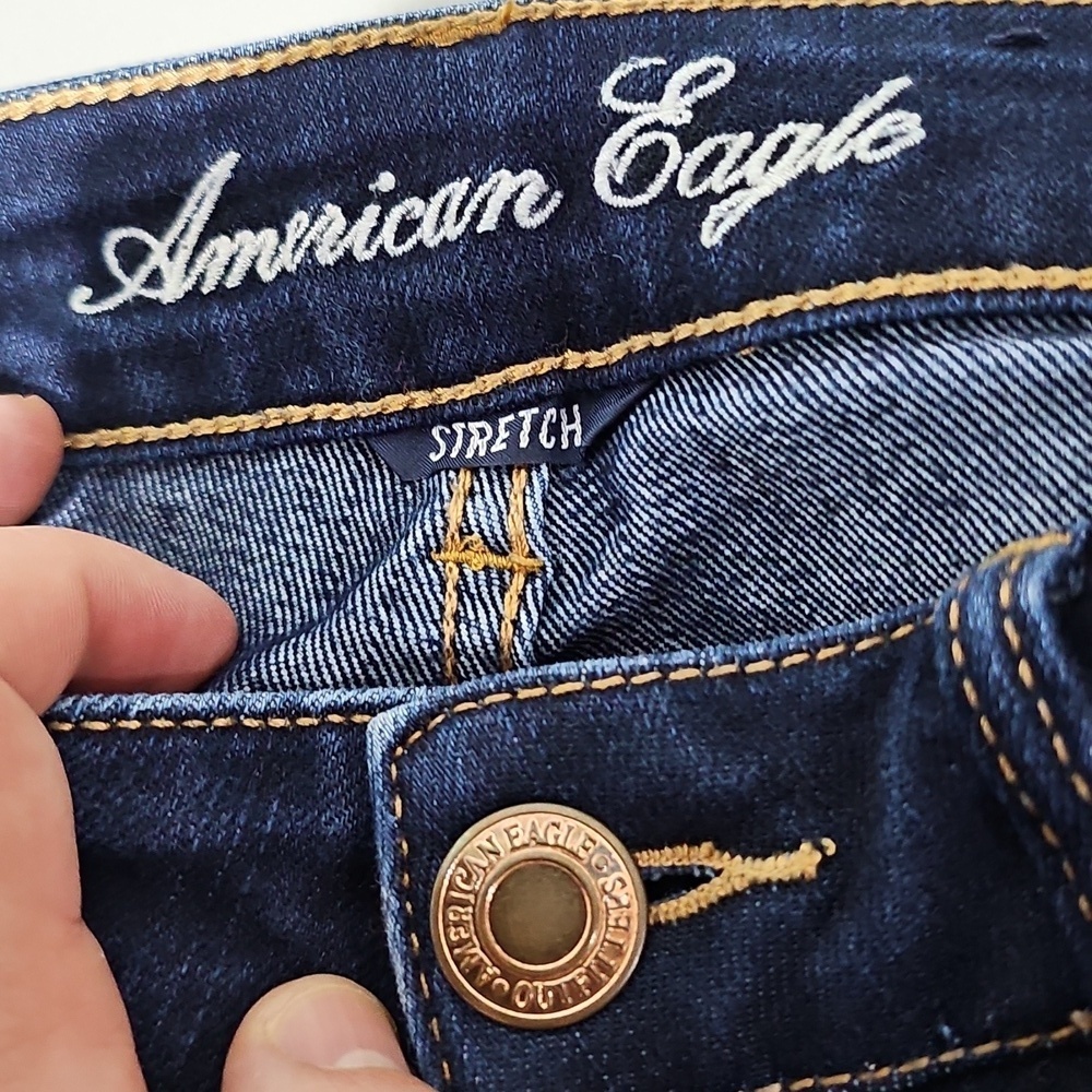 American Eagle Dark Wash Size 4 Stretch Skinny Jeans - Picture 6 of 8